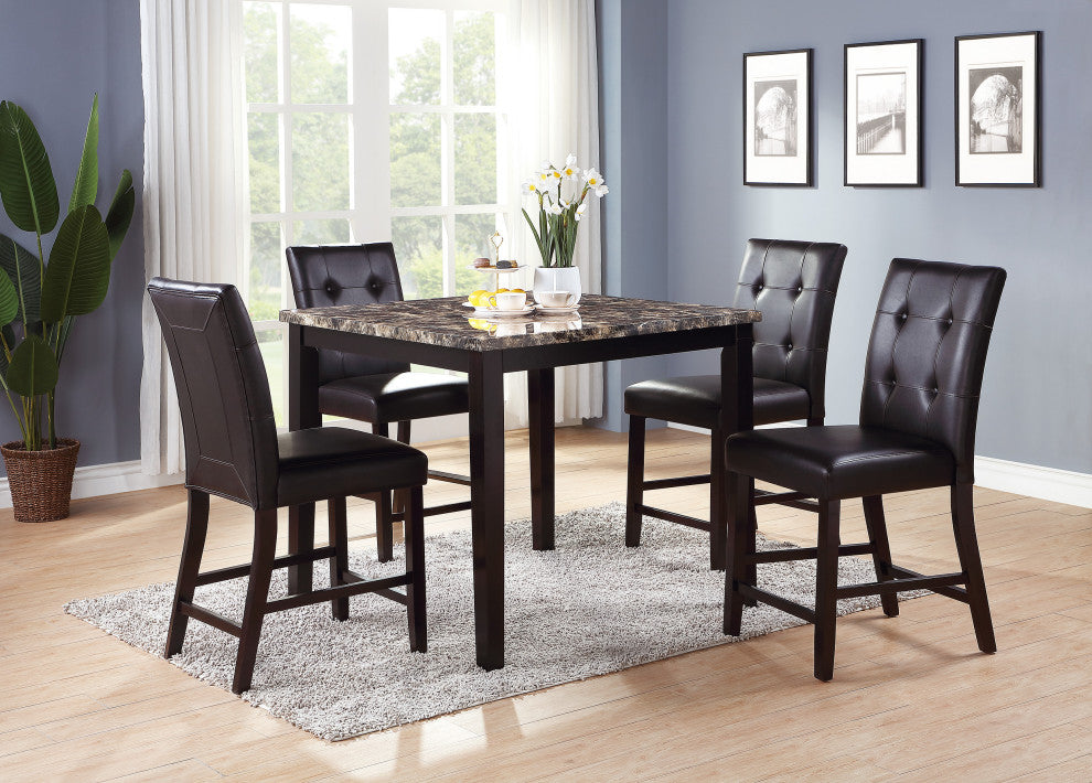 Upholstered Counter Height Chairs in Espresso Finish, Set of 2
