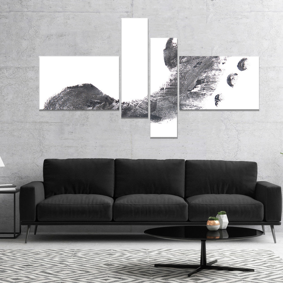 Black and White Footprint Design, Portrait Canvas Art Print, 60"x32", 4 panels