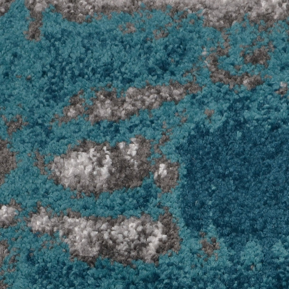 MACHINE MADE HEATSET POLYPROPYLENE AREA RUGS -Silver Blue Color,Abstract Design, [Rectangle] 4'x6'