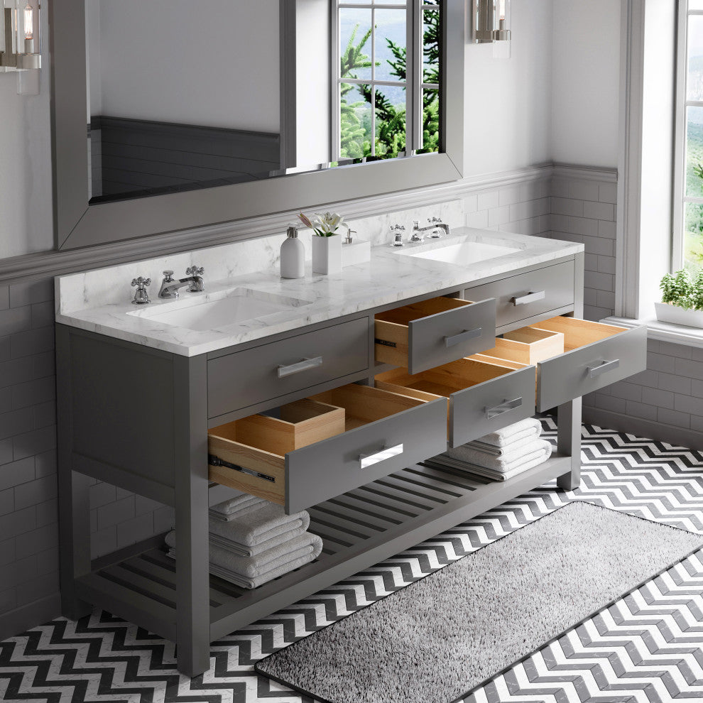 Madalyn Bathroom Vanity, Cashmere Gray, 72" Wide, No Mirror, No Faucet