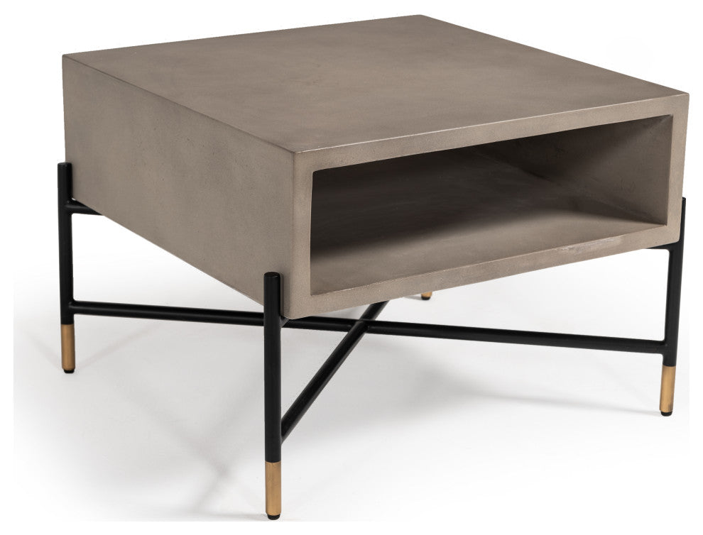 Modrest Walker Modern Concrete and Metal Coffee Table