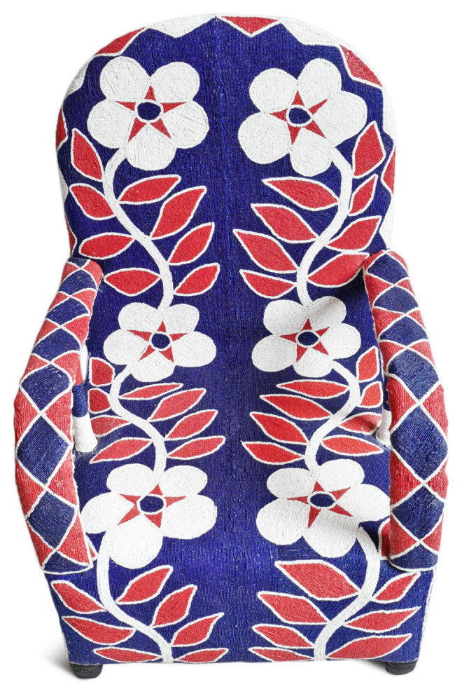 Red White and Blue Floral Beaded Chair