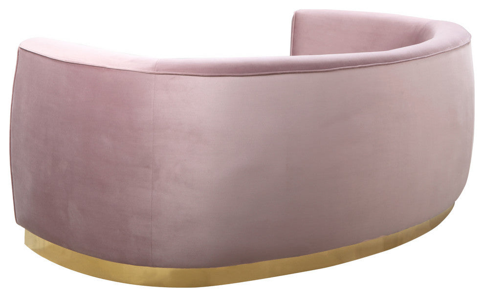 Julian Velvet Upholstered Sofa, Pink, Gold Base