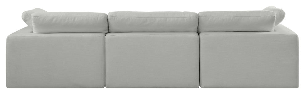 Comfy Upholstered Modular Sofa, Grey, 3-Piece: 1 Armless Chair, 2 Corner Chair, Linen Textured Fabric