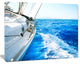 White Sailing Yacht in Blue Sea, Large Seashore Canvas Wall Art, 60"x28"