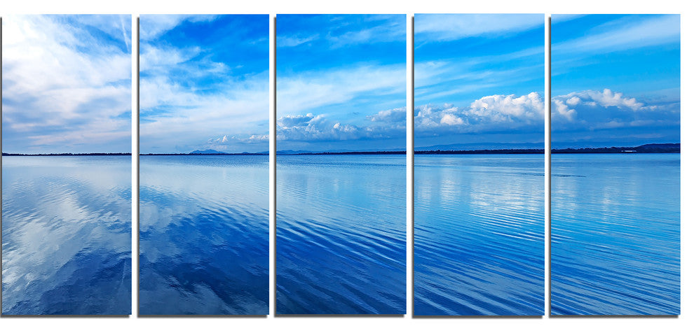 "Sunset Blue Panoramic Landscape" Landscape Wall Art Print, 5 Panels, 60"x28"