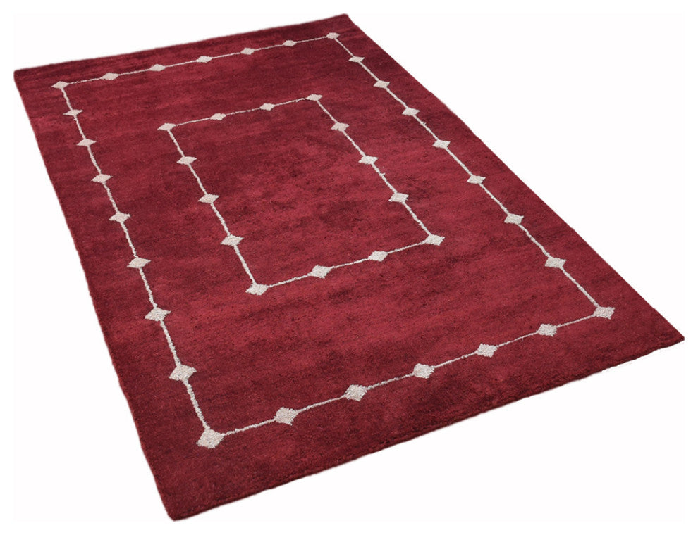 HAND KNOTTED LOOM SILK ECO-FRIENDLY AREA RUGS -5'x8',Rectangle,Red,Contemporary