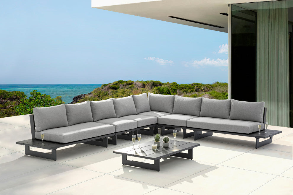 Maldives Grey Water Resistant Fabric Outdoor Patio Modular Sectional