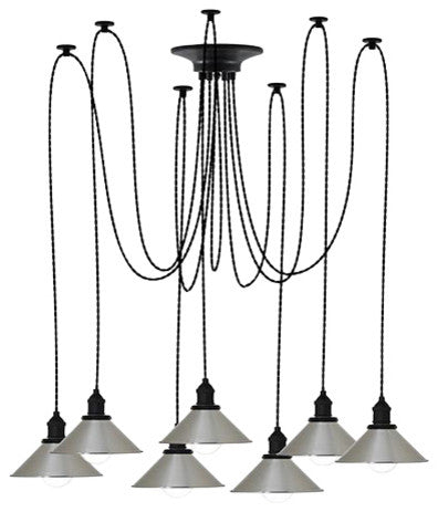 Industrial Nickel Shade Pendant Light Chandelier
