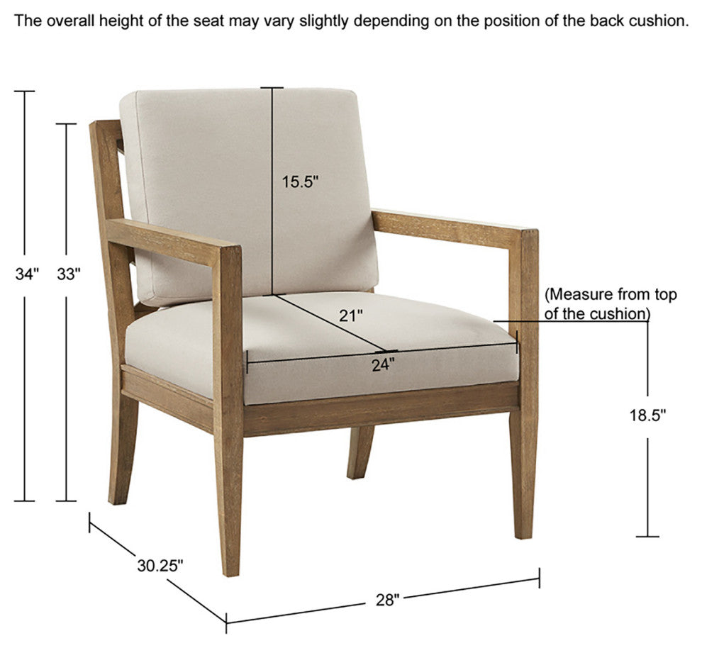 Madison Park Tage Modern Farmhouse Reclaimed Wood Accent Chair, Cream