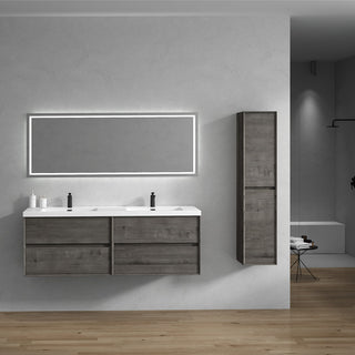 Kingdee Smoke Oak Wall Mounted Vanity With Reinforced Acrylic Sink, 72"