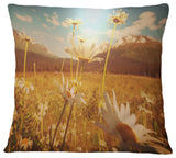 Blooming Chamomiles in Meadow Flower Throw Pillow, 18"x18"