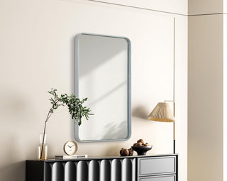 Home Living Contour Metal Rectangle Mirror 22x36, Silver