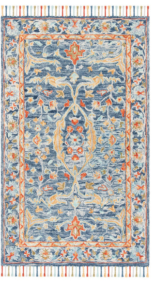 Safavieh Aspen Apn116M Bohemian Rug, Blue/Rust, 7'0"x7'0" Round