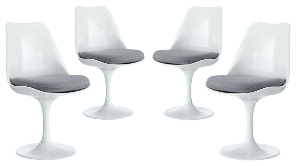 Modern Gray Tulip Dining Side Chair Fabric Set of 4