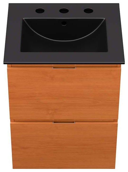 Scenic 18" Wall-Mount Bathroom Vanity, Cherry Black