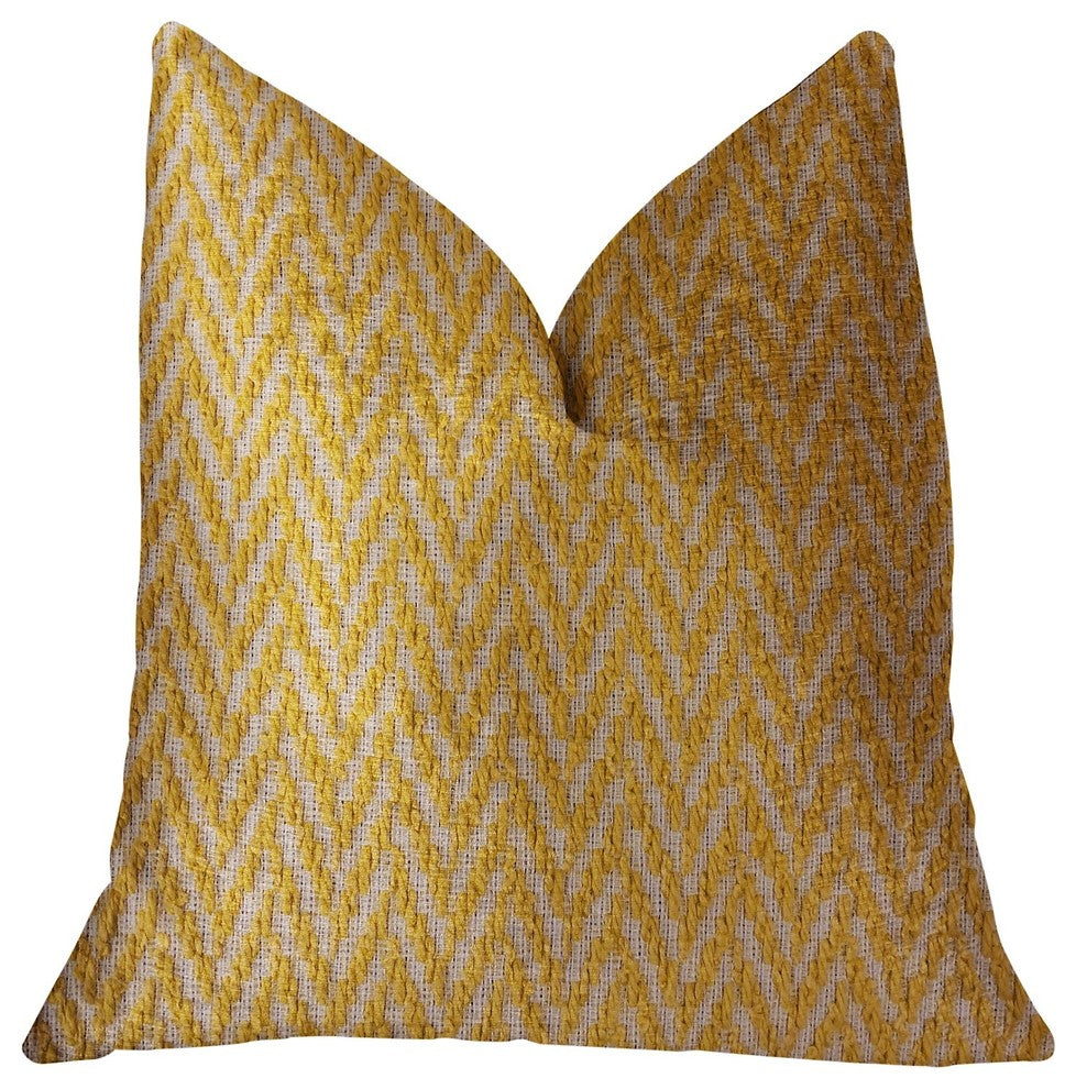 Zun Rise Yellow and Beige Luxury Throw Pillow, 20"x30" Queen