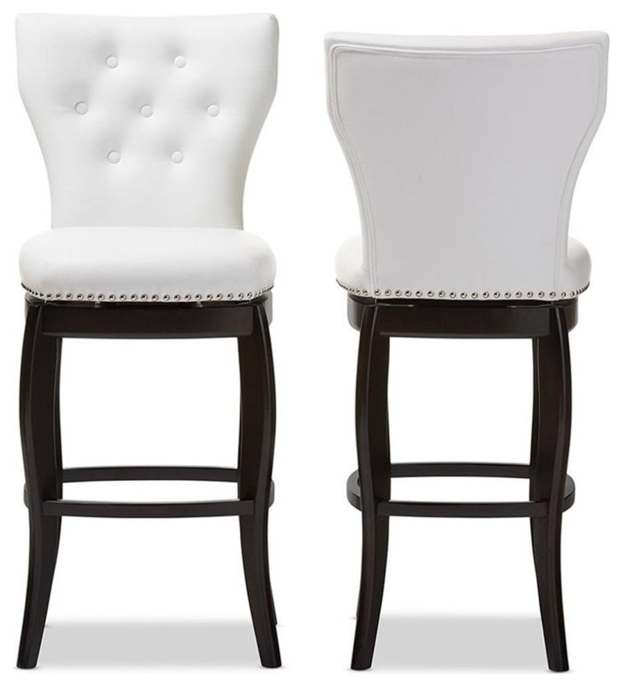 Baxton Studio Leonice 31" Faux Leather Swivel Bar Stool (Set of 2)