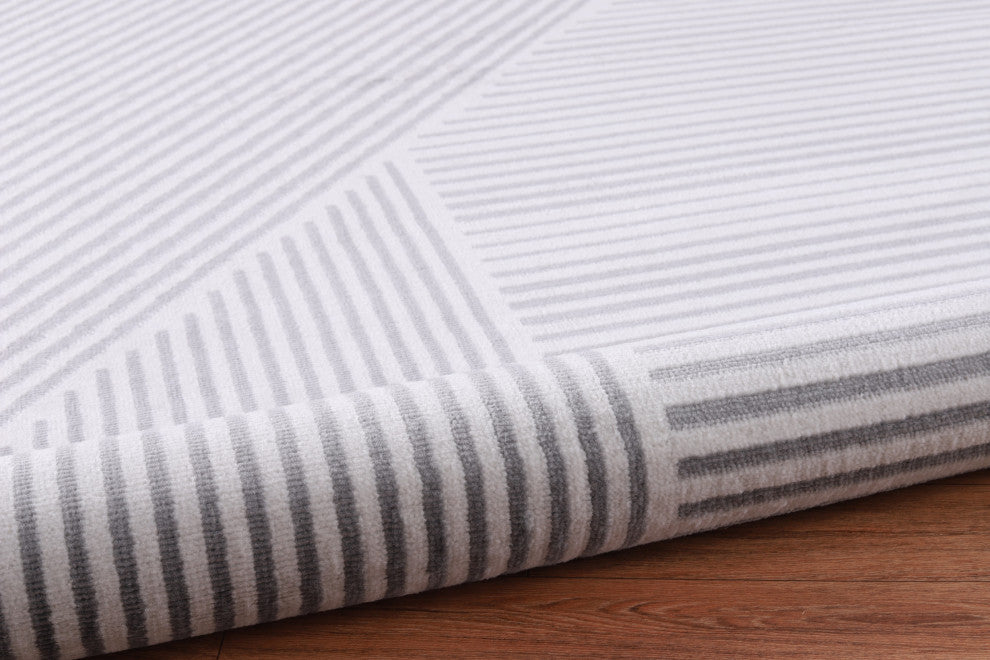 Low-Pile Faron Gray/Ivory Rug, Gray, 6'5"x9'5"