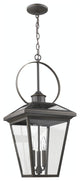 Hanging 3 Light Traditional Outdoor Porch Lantern in Oiled Bronze