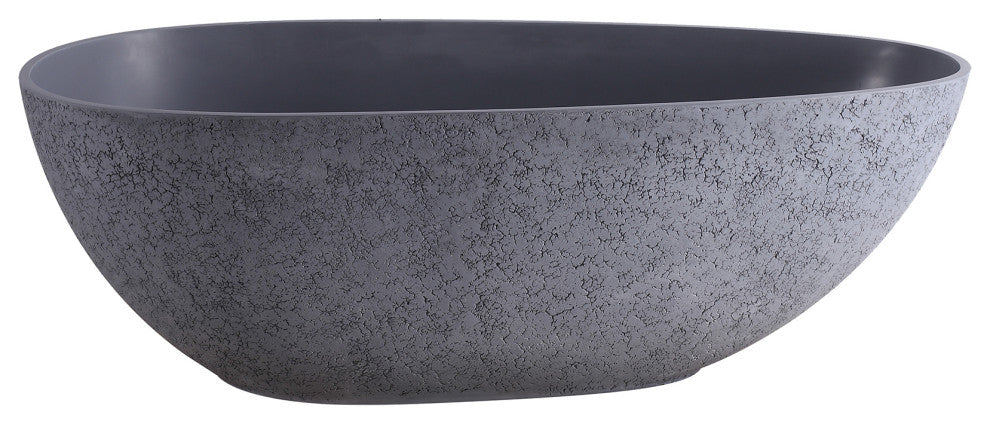 65 in.W Solid Surface Freestanding Flatbottom Soaking Bathtub