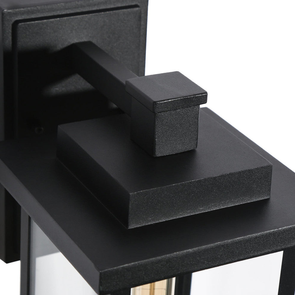 LNC 1-Light Matte Black Transitional Outdoor Wall Sconce, 15"h