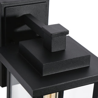 LNC 1-Light Matte Black Transitional Outdoor Wall Sconce, 15"H
