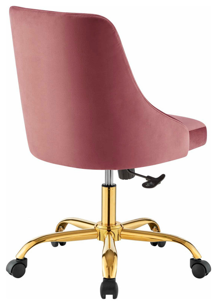 Distinct Tufted Swivel Performance Velvet Office Chair - Gold Dusty Rose