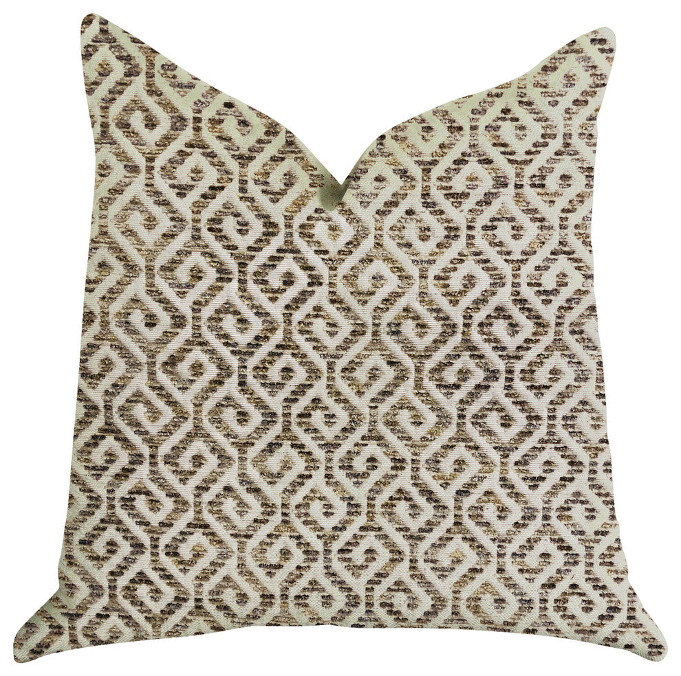 Omni Truffle Brown Shades Maze Luxury Throw Pillow, 20"x36" King