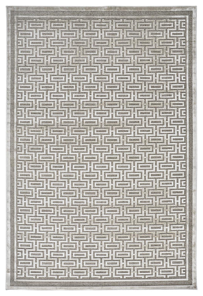 Weave & Wander Soho Zam Soft Chenille Rug, Pewter/DarkGreen, 5'3"x7'6"