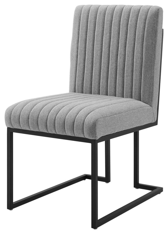 Tufted Side Dining Chair, Set of 2, Fabric, Metal, Gray, Modern, Bistro