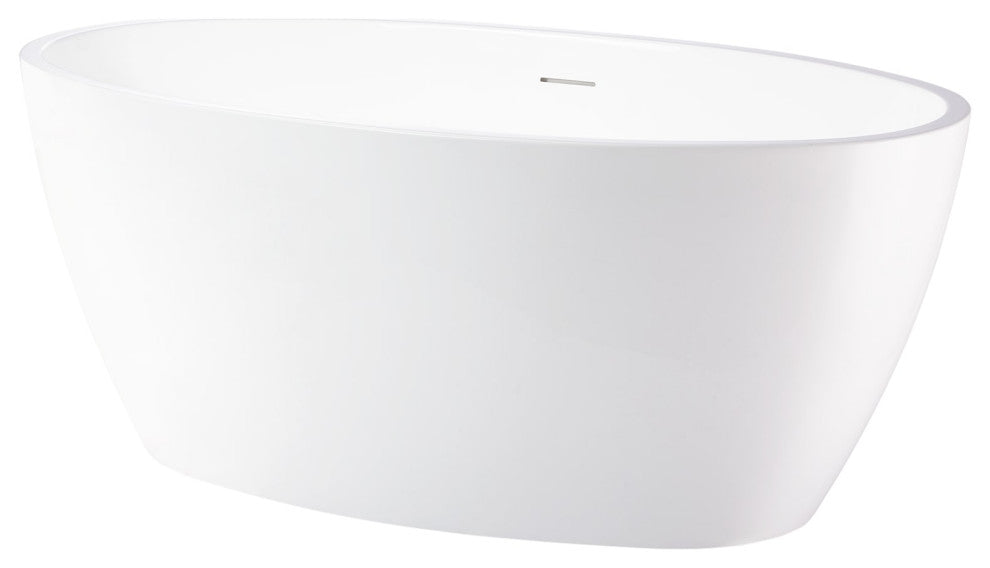 59"x32" Acrylic Freestanding Soaking Bathtub, White/Integrated Overflow
