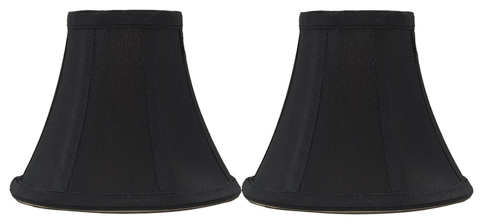 Silk Bell Chandelier Lamp Shade, 3x6x5", Black, Set of 2