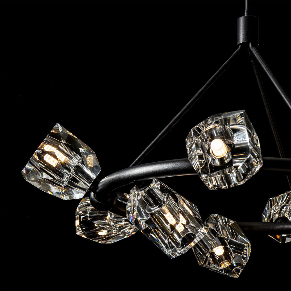 Gatsby 9-Light Ring Pendant - Black - Crystal