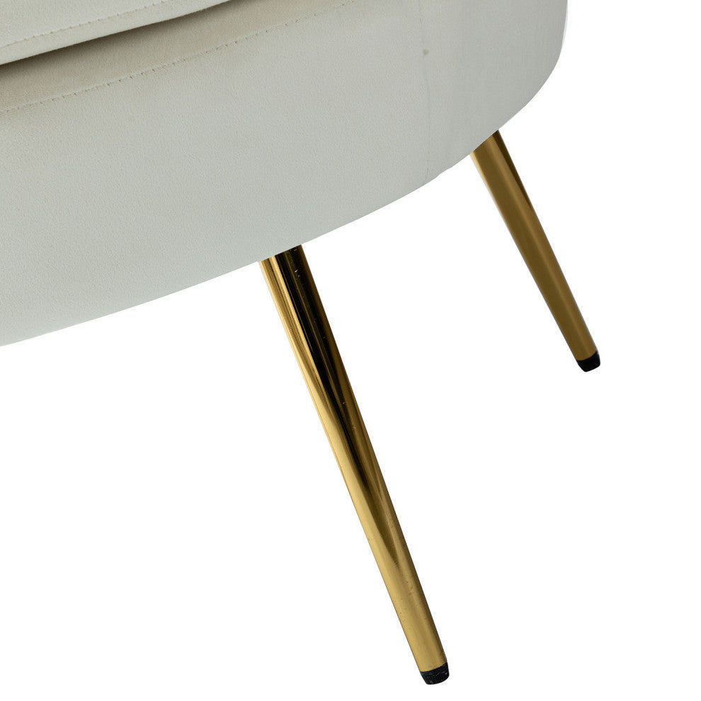 Upholstered Accent Barrel Chair With Tufted Back, Ivory