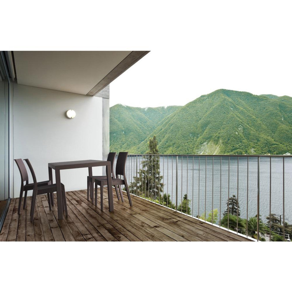 Orlando Wickerlook Square Dining Set 5 Piece Brown with Florida Side Chairs