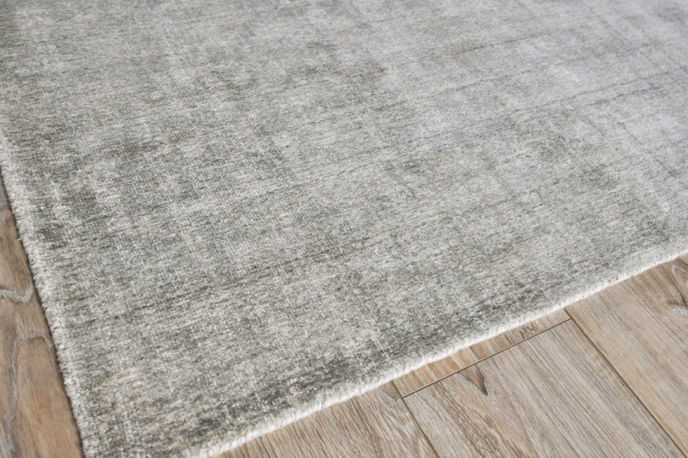 Stone Wash Gazni Hand Loomed Wool and Bamboo Silk Gray/Taupe Area Rug, 9'x12'