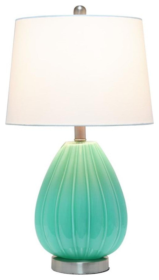Elegant Designs Creased Table Lamp with Fabric Shade, Seafoam