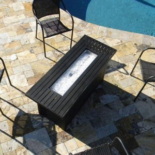 AZ Patio Heaters Black Mocha 54" Rectangular LP Fire Pit Table With Wind Guard