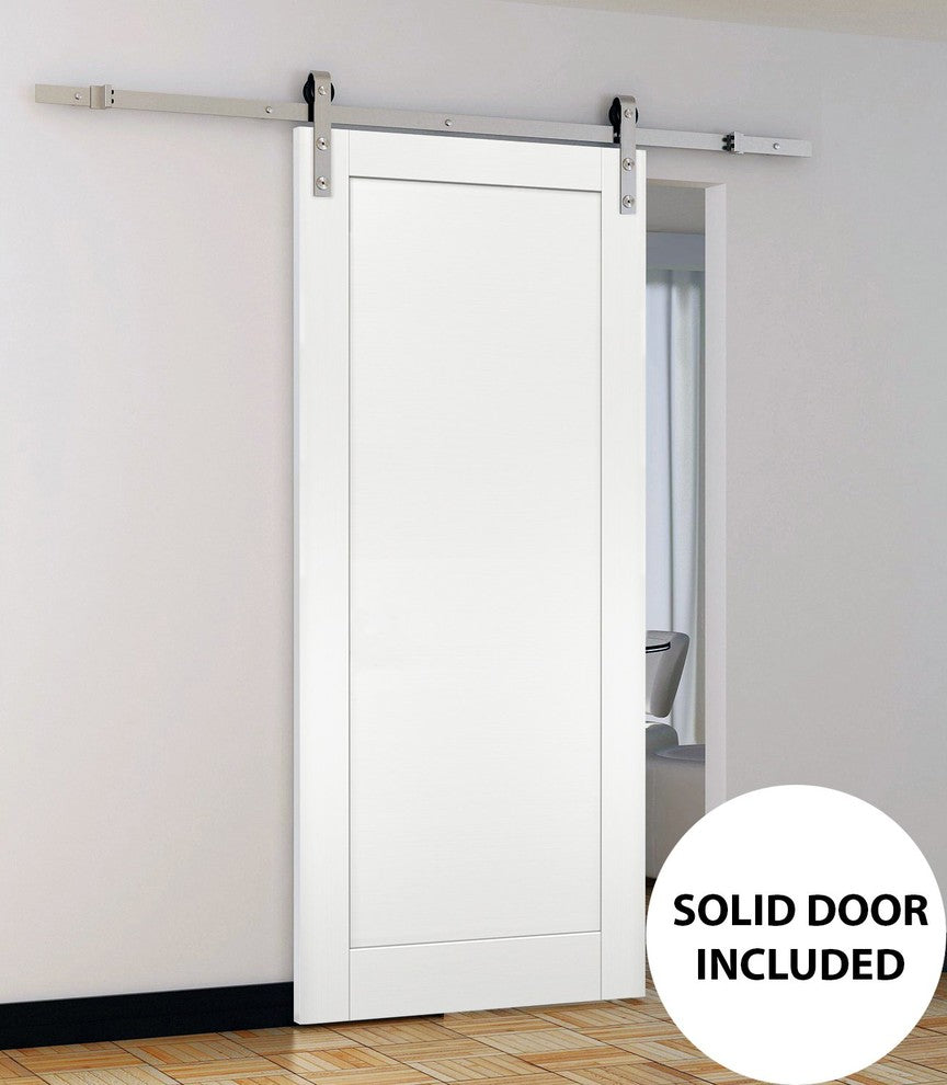 Slab Barn Door Panel 36 x 84 | Quadro 4111 White Ash | Pocket Closet