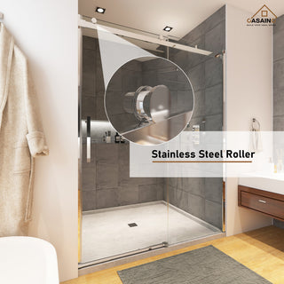 60-in x 76-in Frameless Sliding Shower Door, Chromed