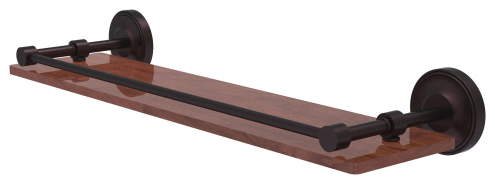 Prestige Regal 22" Solid Wood Shelf with Gallery Rail, Antique Bronze