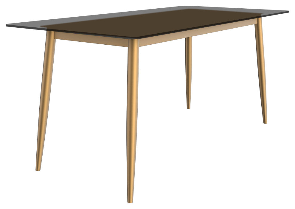 Zayle Dining Table with Rectangular Tabletop in Steel, Clear, 71" Wide