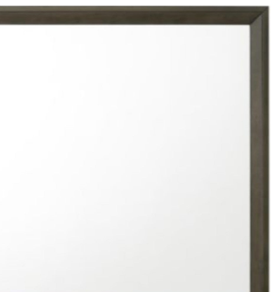45 Inch Solid Wood Mirror, Rectangular, Landscape, Rustic Gray