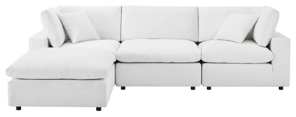 Sectional Sofa Set, Velvet, White, Modern, Living Lounge Hotel Lobby Hospitality