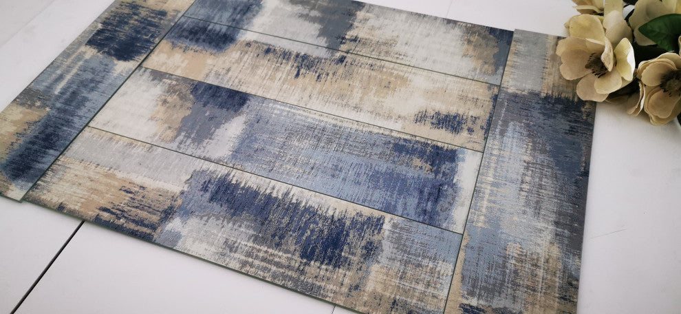 Nature 4 in x 16 in Glass Subway Tile in Cement Blue