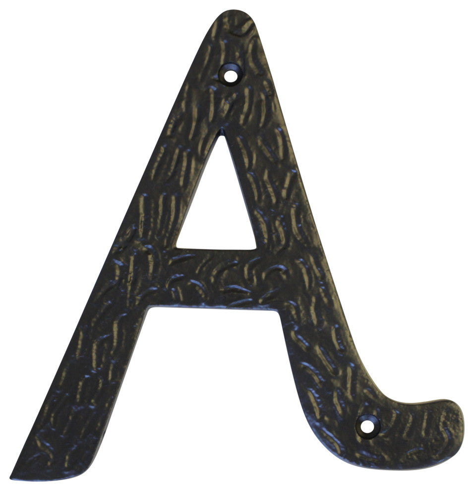 RCH Hardware Iron Vintage Classic House Letter, 6", Black, A