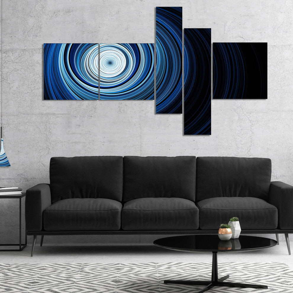 Endless Tunnel Light Blue Ripples, Abstract Canvas art print, 60"x32", 5 panels
