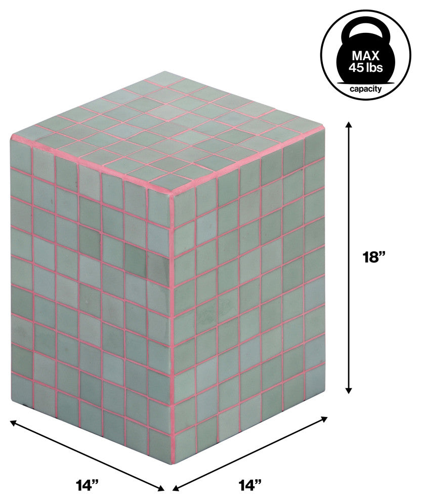 Callista 18" Modern Bohemian Ceramic Tiled Rectangle End Table