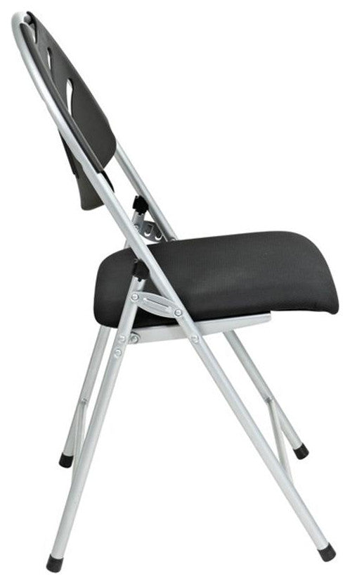 Set of 4 Plastic Folding Chair in Black and Silver